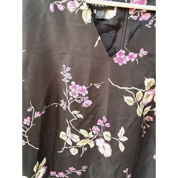 Vintage Spenser Jeremy 100% Silk Midi Pink Black Floral Dress Long Sleeve Sz 20 - Picture 16 of 16